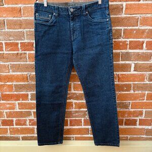 Prana Men's Jeans "Breathe" 34x28 Blue Denim Relaxed Fit Dark Wash